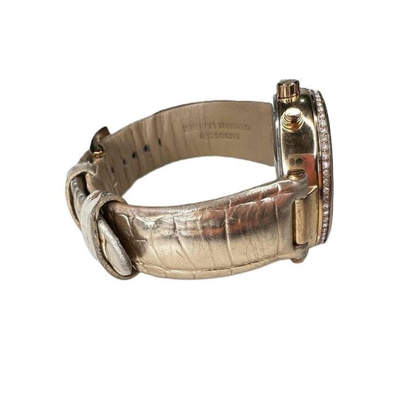 Michael Kors MK Watch Rose Gold Rhinestone CZ Chronograph Leather New Battery - Picture 6 of 12